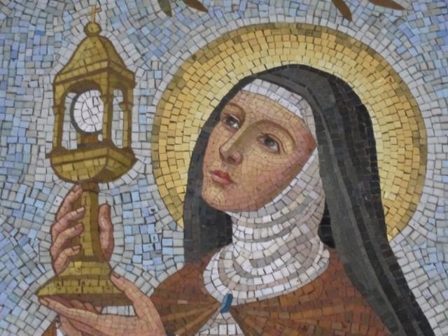 Mozaïek van de heilige Clara. Mozaïek van de heilige Clara.