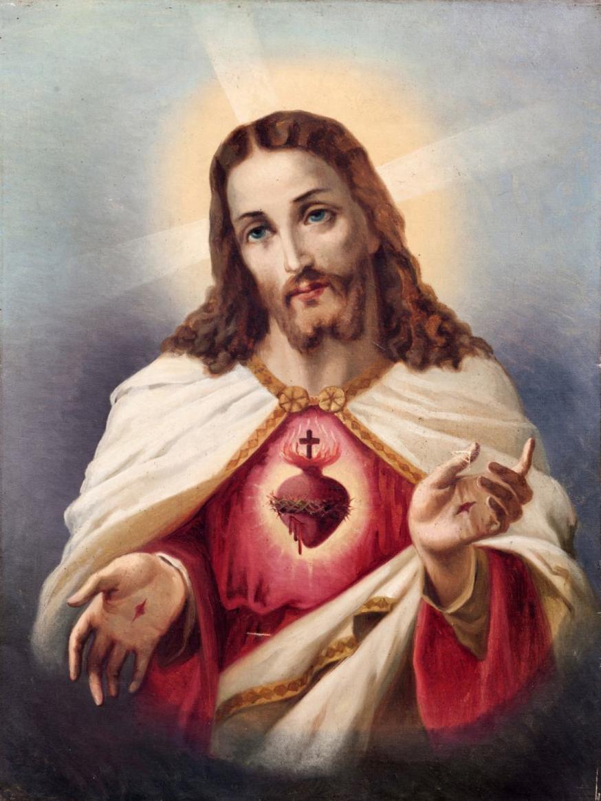 Heilig Hart van Jezus, olie op doek, 19e eeuw, Portugese school 