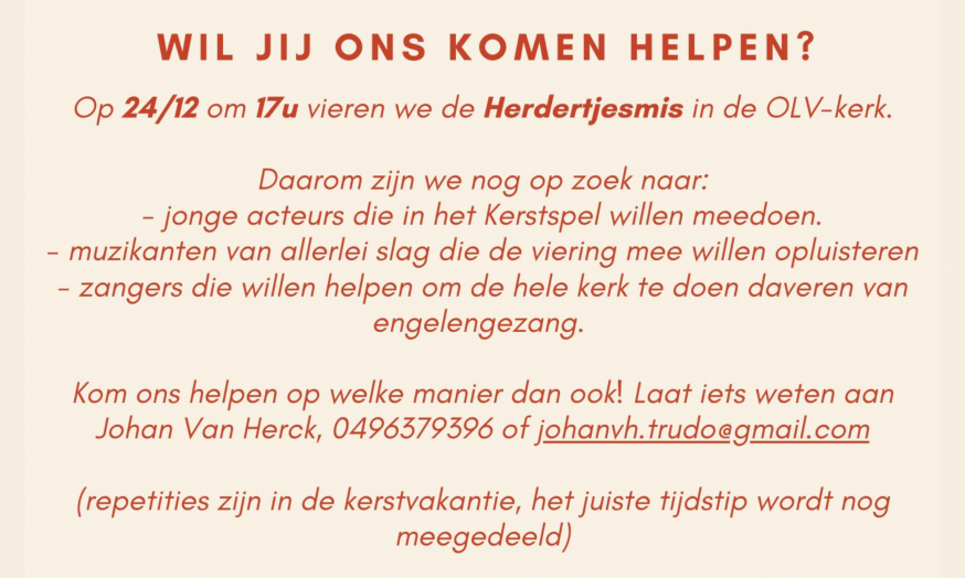 Herdertjesmis - Kom Ons Helpen © PE Sint-Trudo