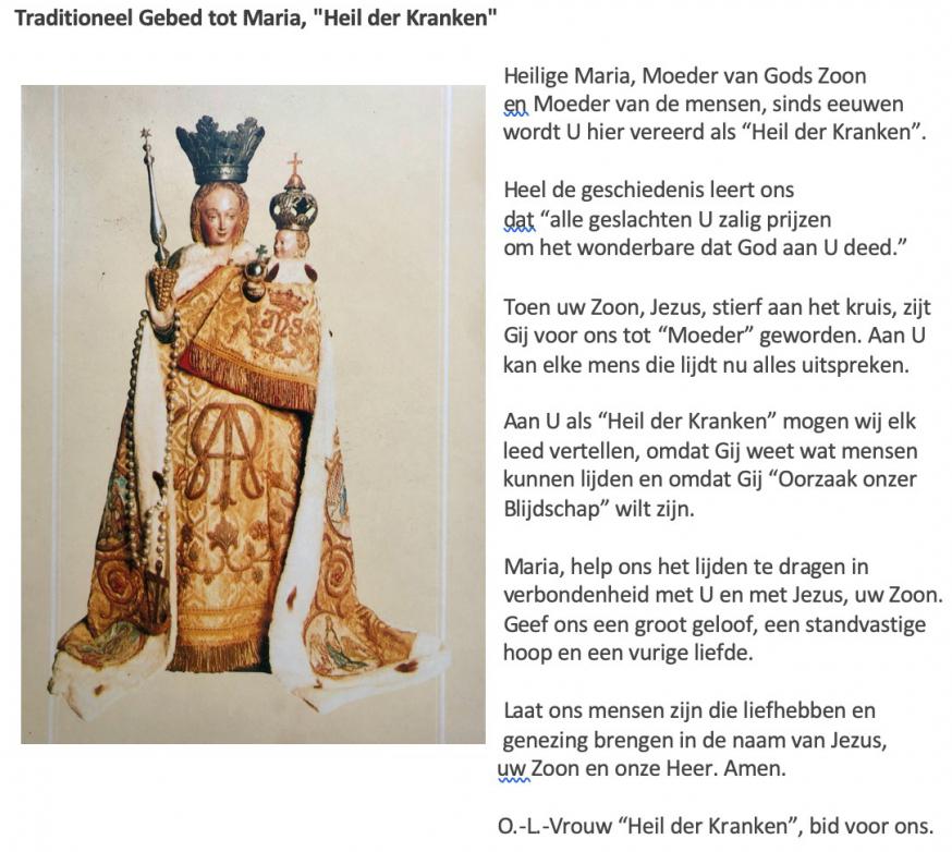 traditioneel gebed tot Maria Heil-der-Kranken © federatie Zutendaal