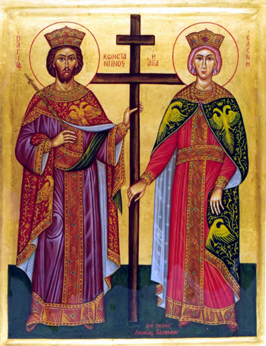 Icoon keizer Constantijn en H. Helene en het H. Kruis 