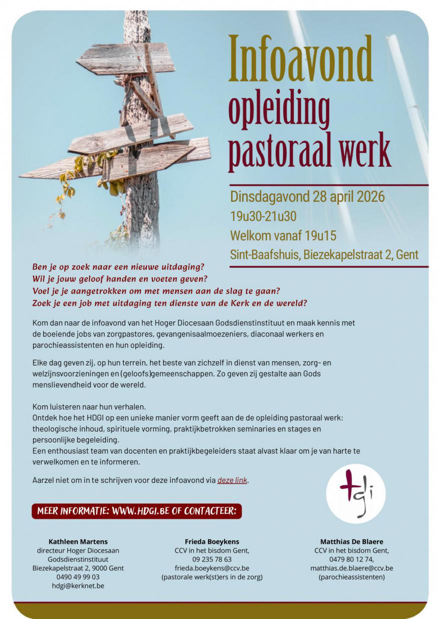 Infoavond Opleiding Pastoraal Werk © CCV in het Bisdom Gent