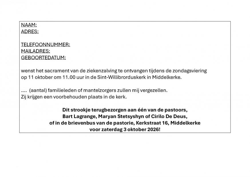 Inschrijving ziekenzalving 2026 © -