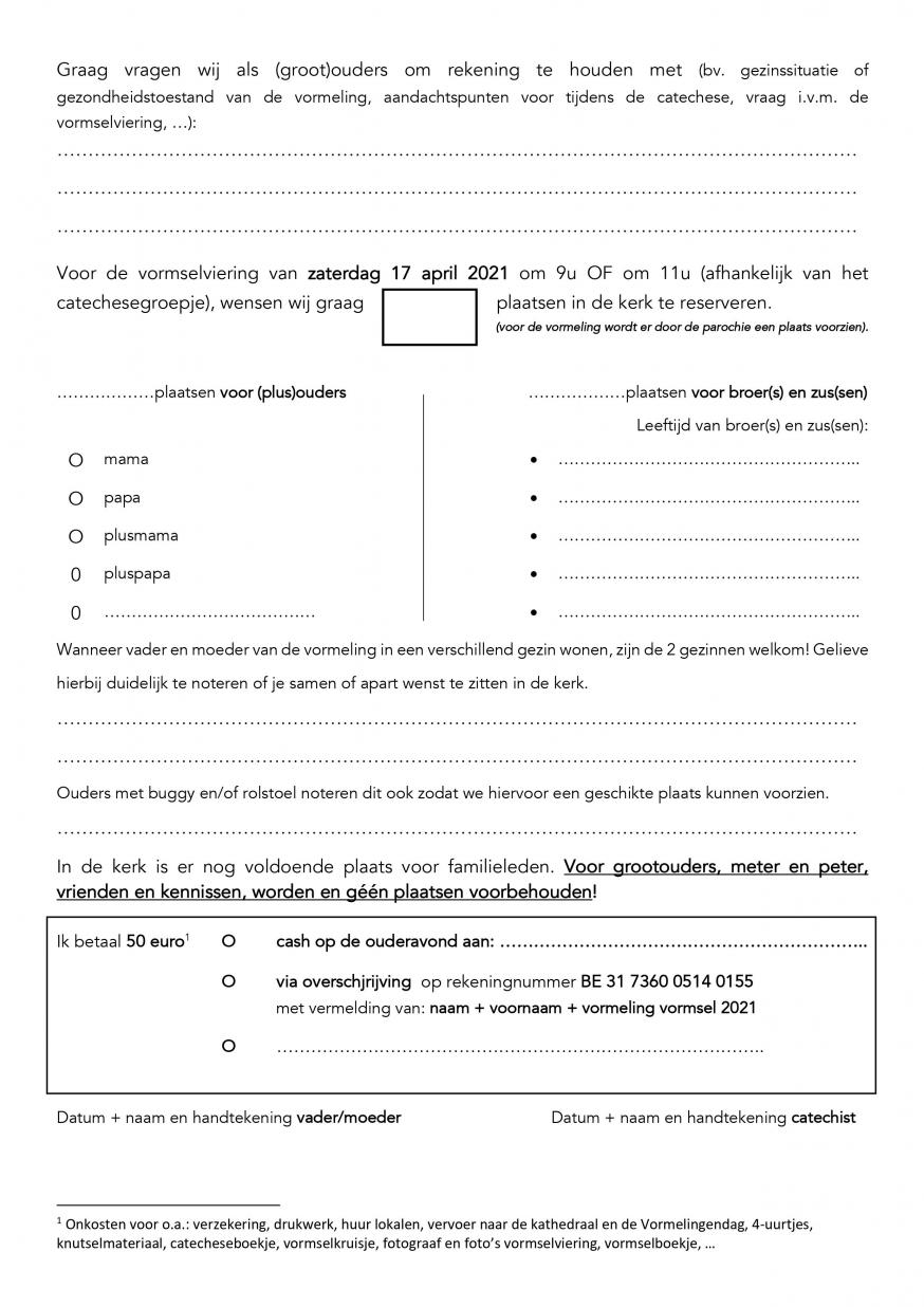inschrijvingsfiche Vormselcatechese (2) 2020 2021 