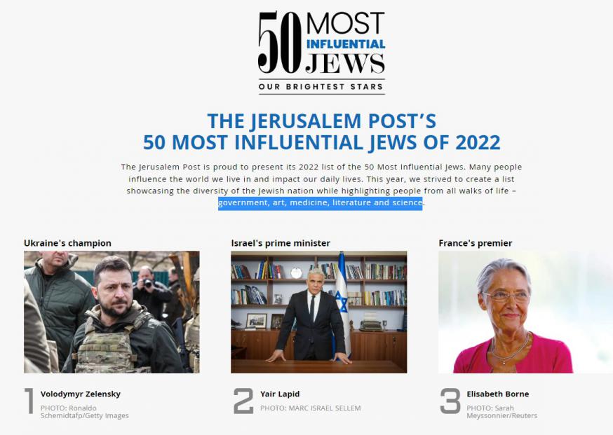 Top 50 van meest invloedrijke joden © Jerusalem Post