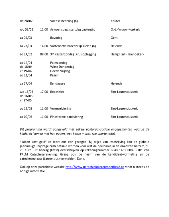 2018-2019 Jaarprogramma catechese Sint-Laurentius 