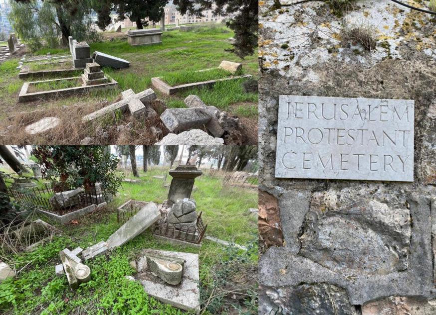 De vernielingen op het kerkhof in Jeruzalem © WCC