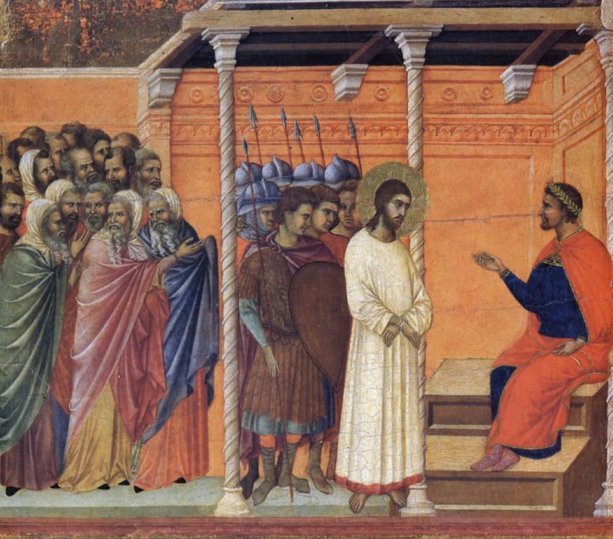 Christus voor Pilatus(Duccio di Buoninsegna, 1308-1311) © Museo dell'Opera Metropolitana del Duoma, Siena