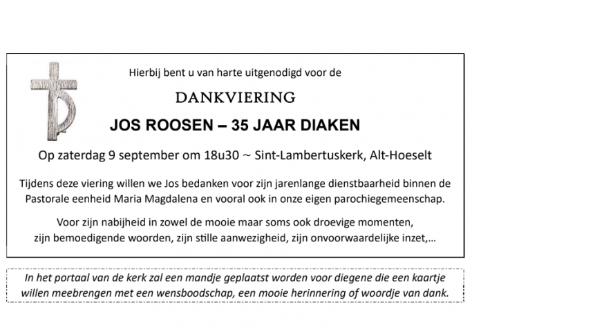 Jos Roosen 35j diaken © V. Cosemans