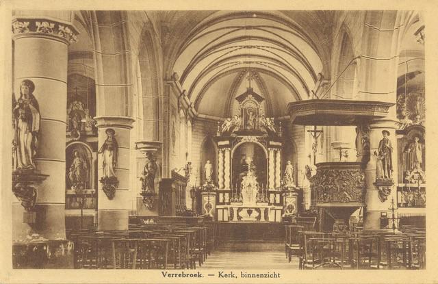 Oude prentkaart met zicht op het interieur omstreeks 1935. © Archief AbVB