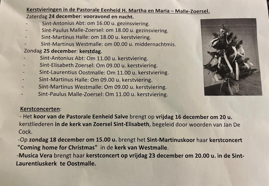 Kerstvieringen en concerten 2022 