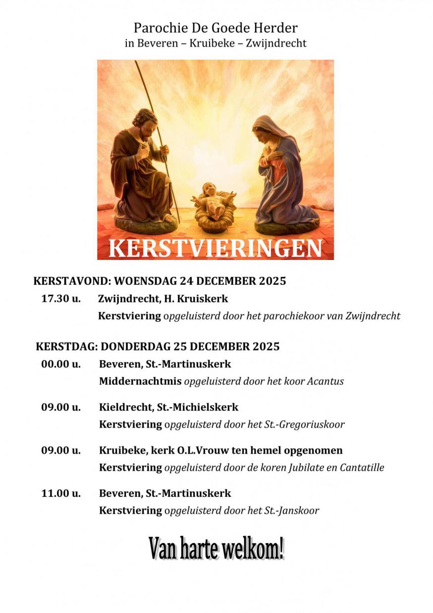 Kerstvieringen 2025 © Parochie De Goede Herder in BKZ