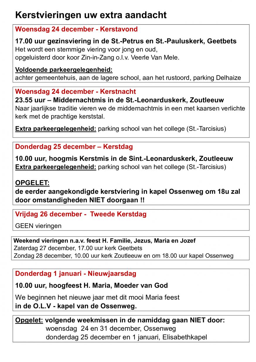 Kerstmis in onze pastorale zone © pastorale zone Zoutleeuw-Geetbets