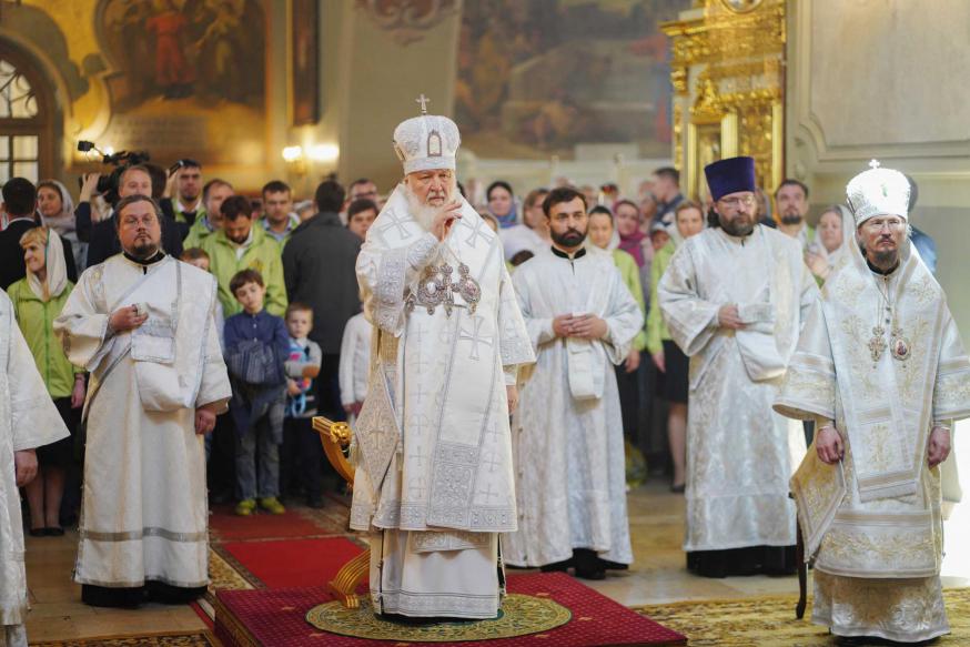 Patriarch Kirill ging gisteren voor tijdens de viering van Hemelvaart © ROC