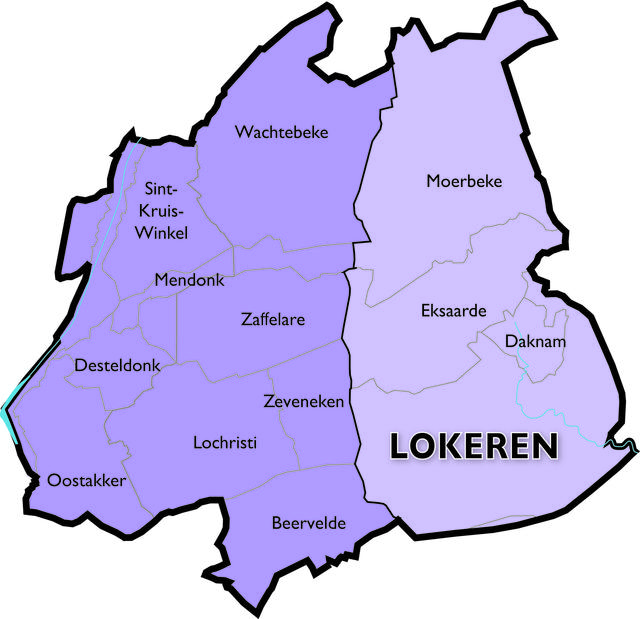 Kaart Dekenaat Lokeren © Bisdom Gent