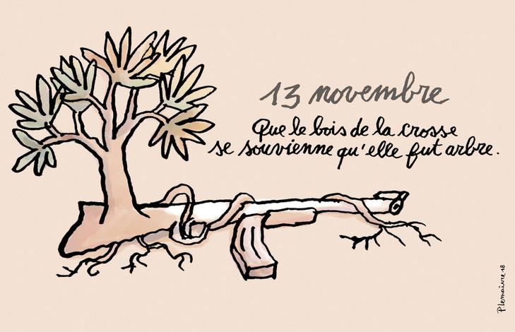 'Dat het hout van de geweerkolf zich herinnert dat het een boom was.' © Patrick Lemaître / La Croix