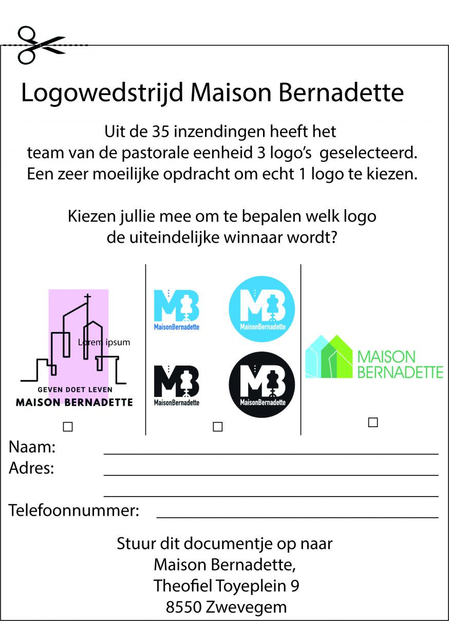 Logowedstrijd voor Maison Bernadette © K.C. / Kerk in Zwevegem