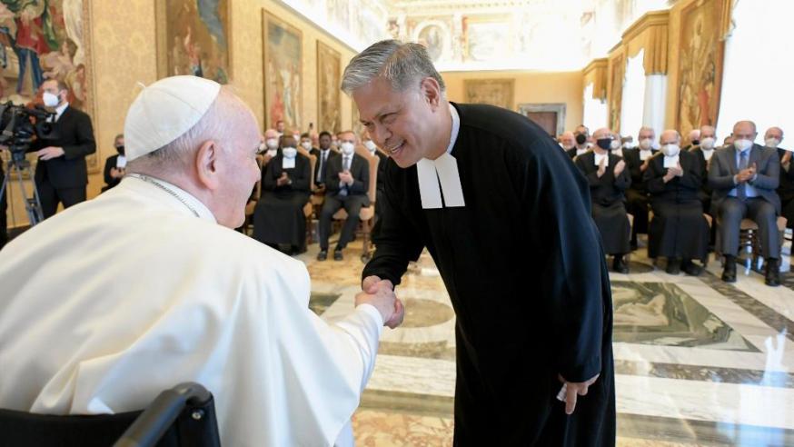 Broeder Armin Luistro bij paus Franciscus © Vatican Media