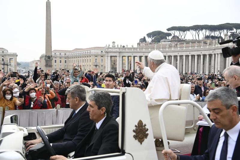 Paus Franciscus tijdens de audiëntie van vanmorgen © Vatican Media