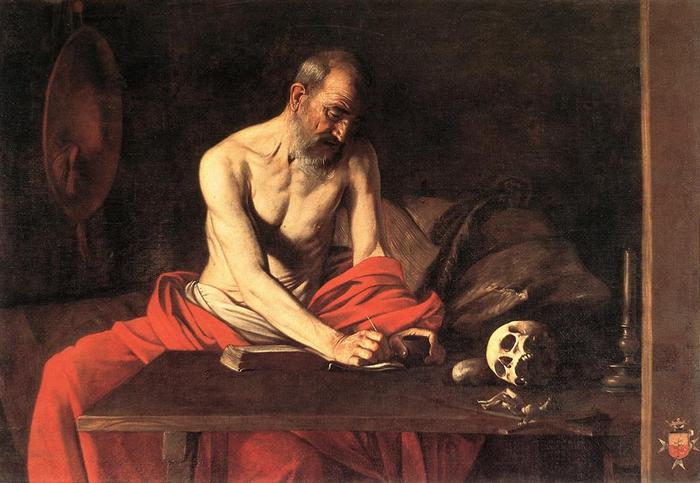 Mediterende Hiëronymus van Caravaggio (1607), La Valletta, St. Johns Museum © RR Mediterende Hiëronymus van Caravaggio (1607), La Valletta, St. Johns Museum © RR