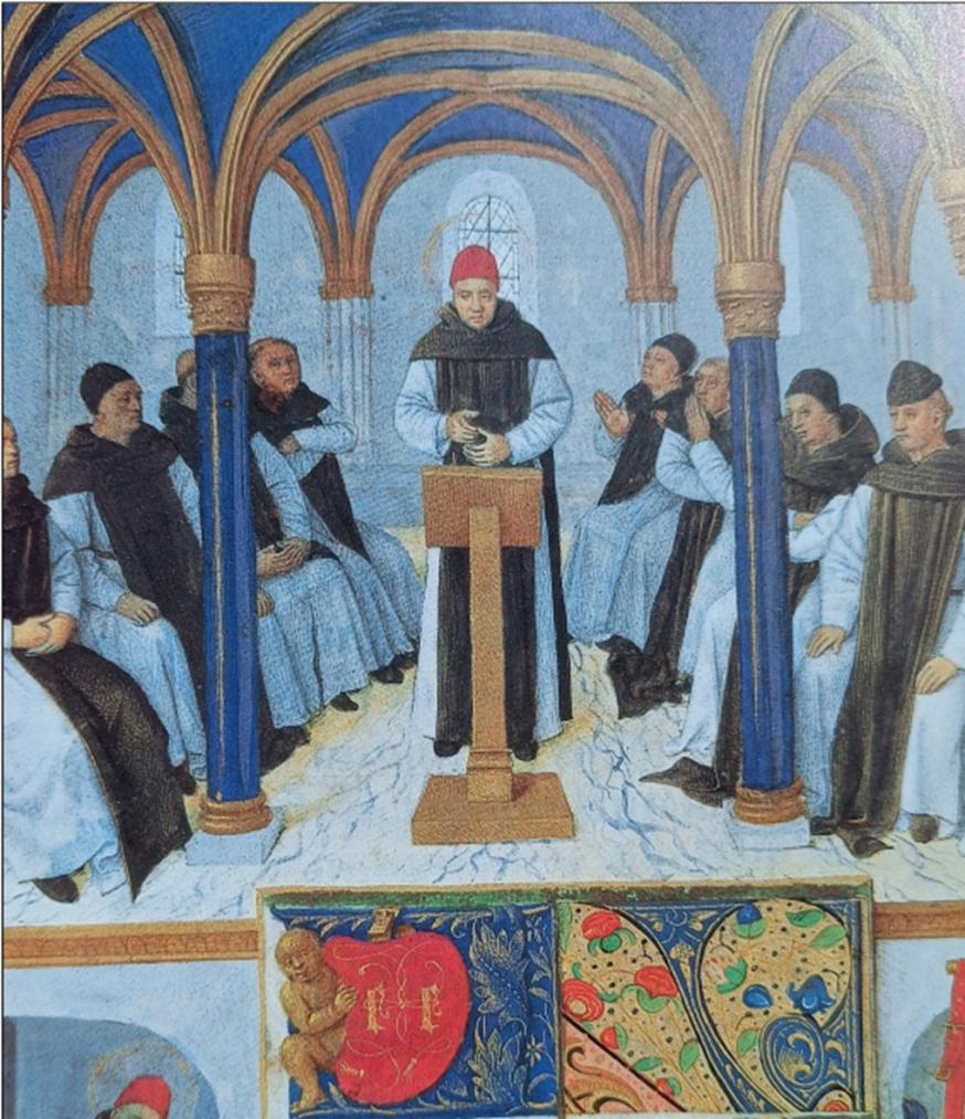 Cisterciënzers in kapittel, Franse miniatuur uit de 15e eeuw. © Uitgeverij Davidsfonds
