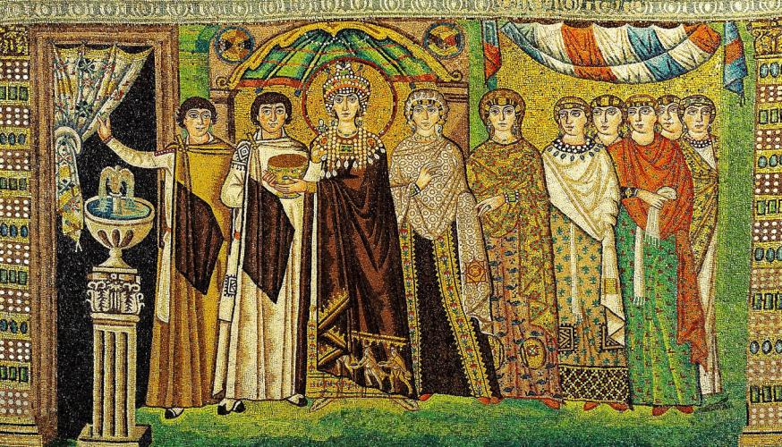 Mozaïek van keizerin Theodora in de basiliek van San Vitale in Ravenna. © WikiCommons