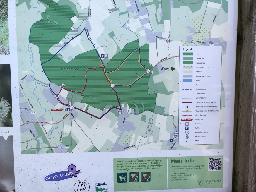 Neigembos, Kapel van Bevingen (wandelkaartje) 