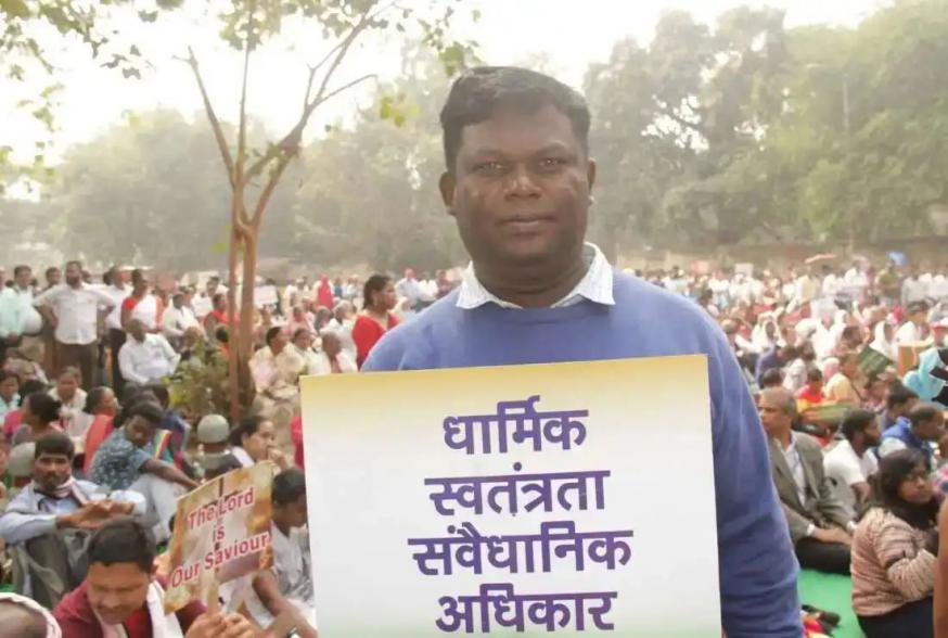 Protest tegen antichristelijk geweld in New Dehli © Bijay Kumar Minj/UCA News