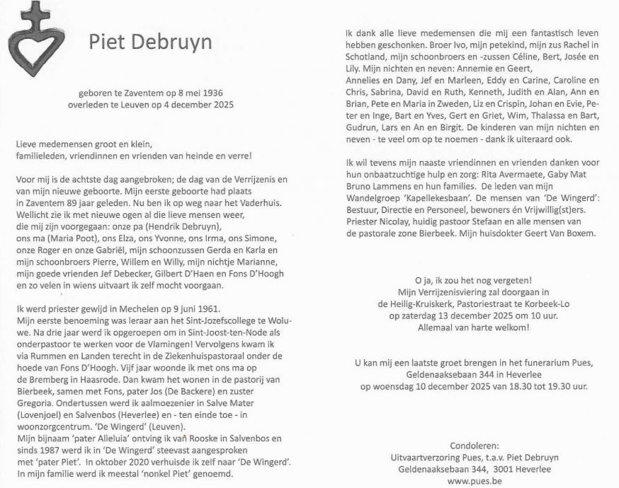 Piet Debruyn © Past. zone Oase