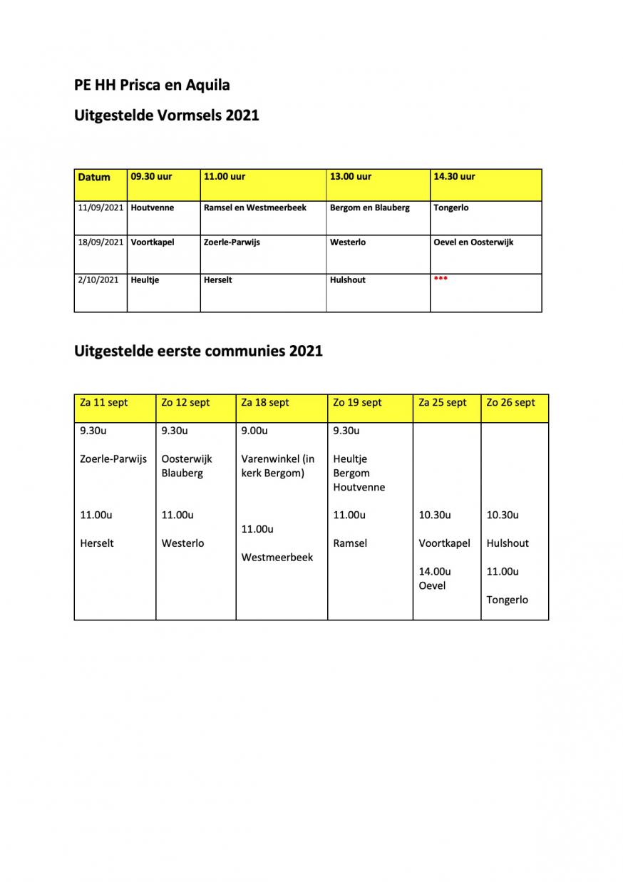 Vieringen in de pastorale eenheid © PEPA