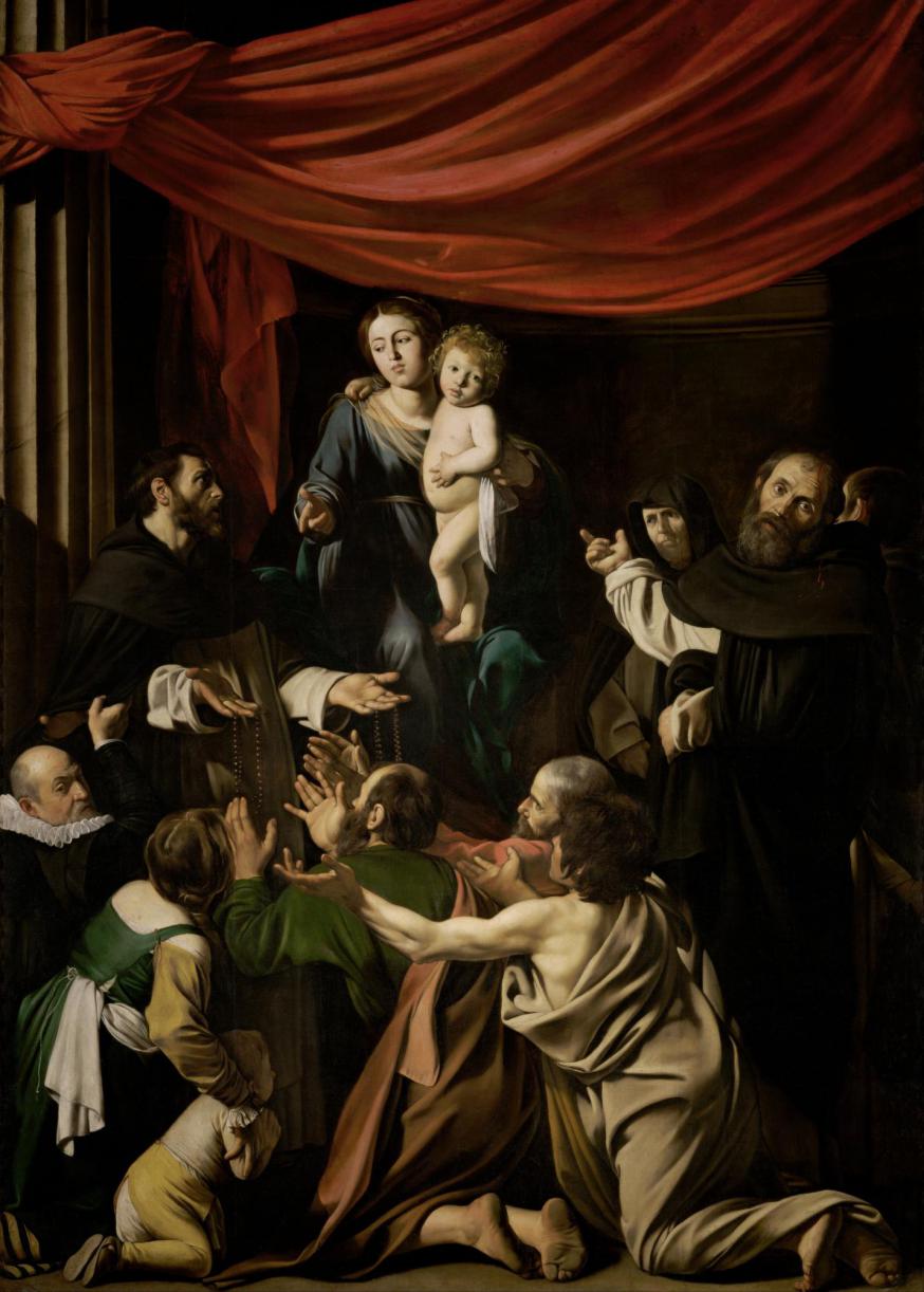 Caravaggio, O.L.V. schenkt de H. Dominicus de Rozenkrans (1607) © Kunsthistorisches Museum, Vienna