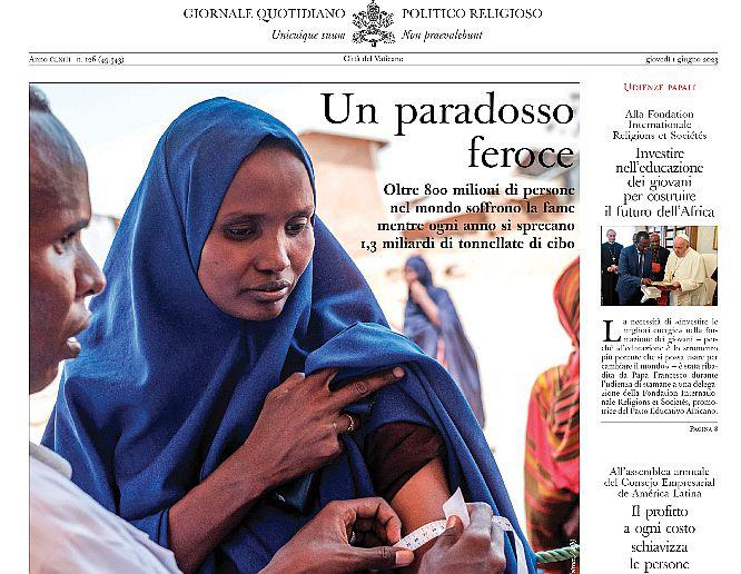 Jaarlijks wordt 1 miljard ton voedsel verspild © Osservatore Romano