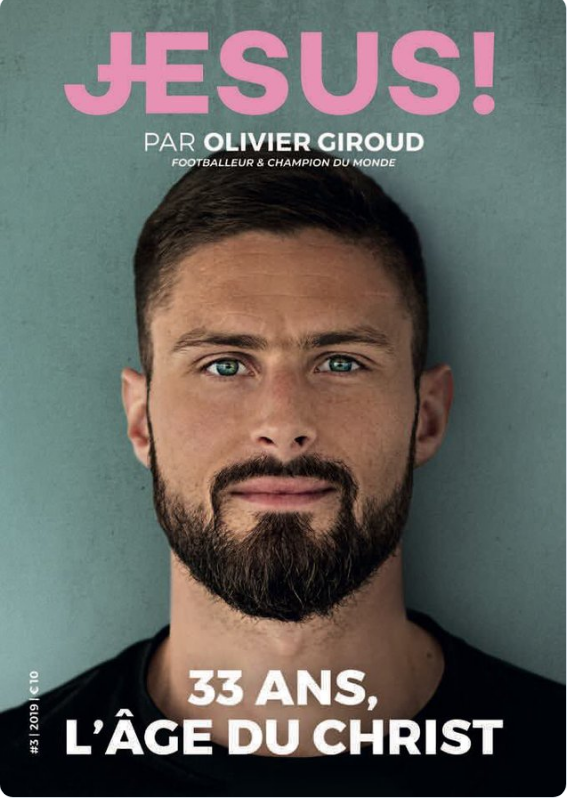 Olivier Giroud op de c over van het glossy Jesus © Jesus