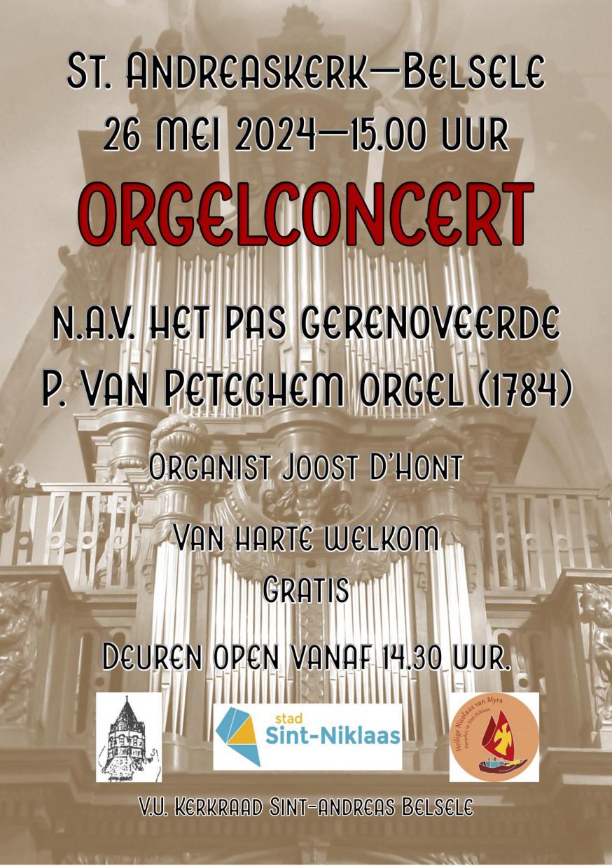 Affiche orgelconcert © Parochie in Sint-Niklaas