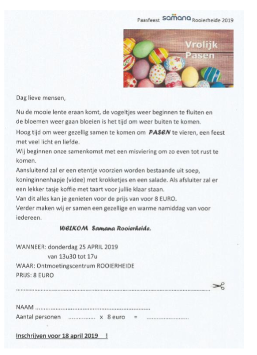 Paasfeest Samana Rooierheide 2019 