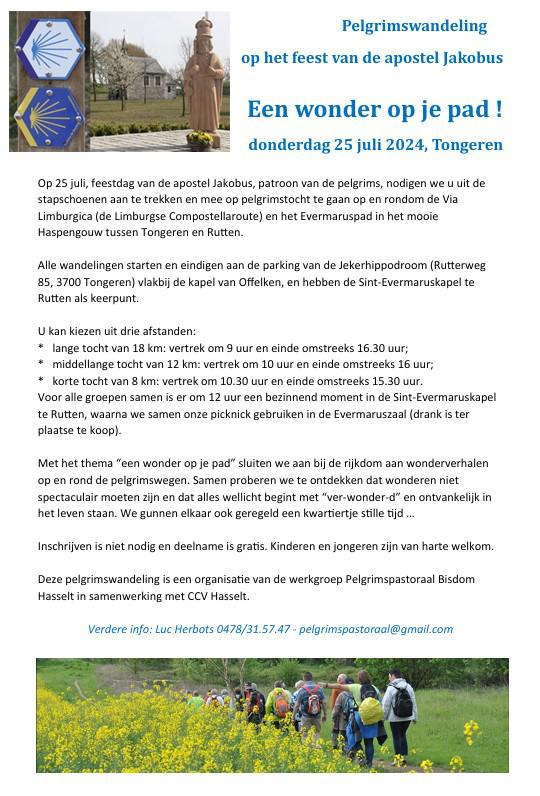 Pelgrimswandeling apostel Jacobus © dekenaat Tongeren