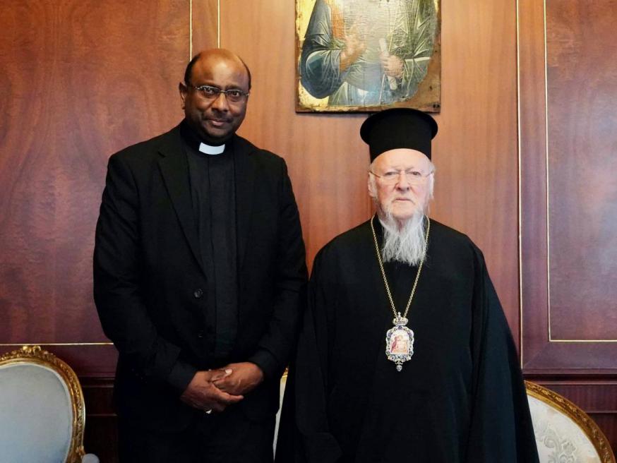 WCC-secretaris Jerry Pillay en de oecumenisch patriarch Bartholomeus © Nikolaos Papachristou/EP pers