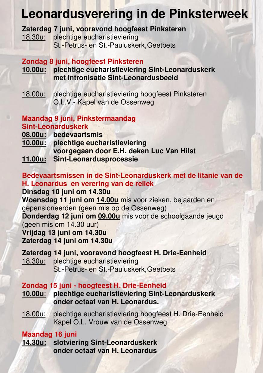 Leonardusverering in de Pinksterweek © Pastorale Zone Zoutleeuw - Geetbets