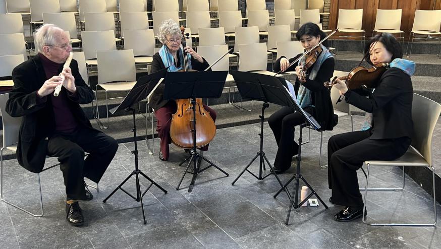 Het Fluente Quartet speelde tijdens de concertmis van 6 april 2025 muziek uit de achttiende eeuw. © Dirk Bellens