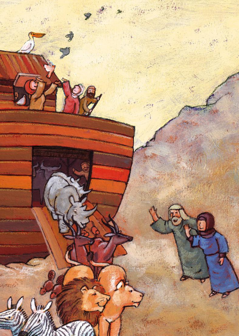 Noach en alle dieren verlaten de ark © Roel Ottow in Hosannah