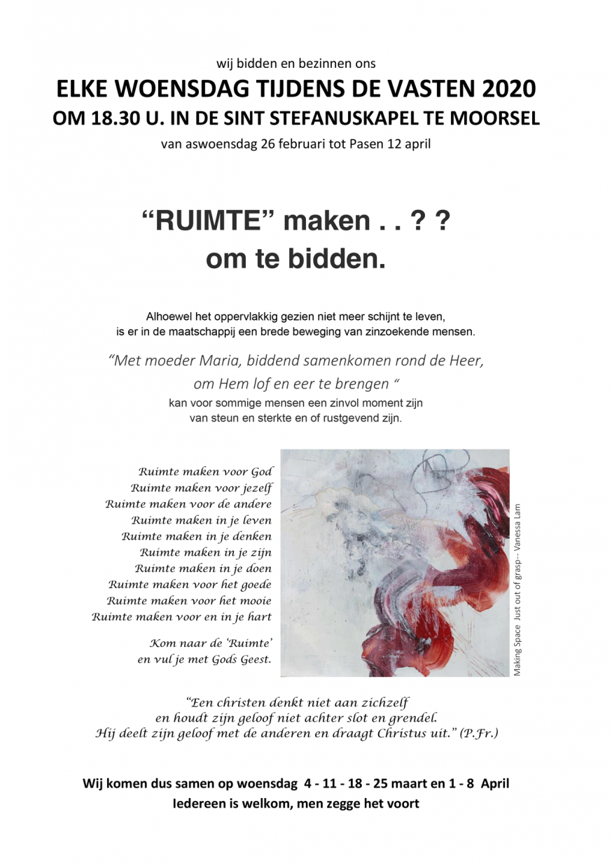 Ruimte Maken ♦ Vastenbezinning Stefanuskapel Moorsel 