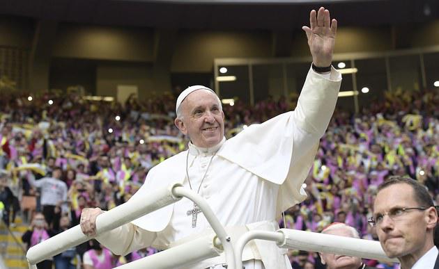 Paus Franciscus in San Siro, het voetbalstadion van Milaan © SIR