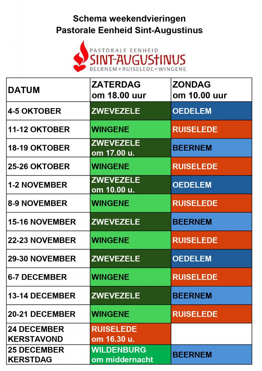 Schema weekendvieringen 