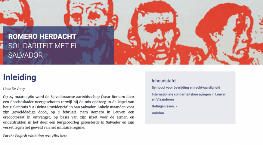 De openingspagina van de website rond Romero. © KADOC De openingspagina van de website rond Romero. © KADOC