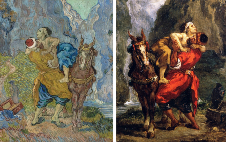 De versie Van Gogh tegenover de inspiratiebron van Delacroix. © Wikimedia De versie Van Gogh tegenover de inspiratiebron van Delacroix. © Wikimedia