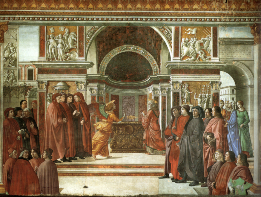 'De verkondiging aan Zacharias' van Domenico Ghirlandaio. © WIkipedia