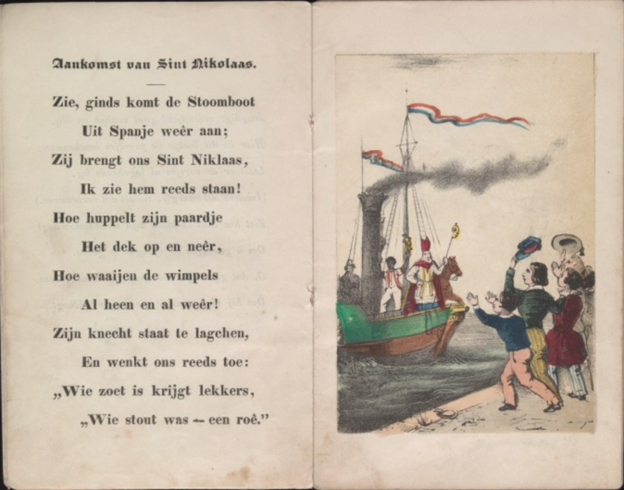 Het bekende Sinterklaaslied in het boekje van Jan Schenkman. © Nationale Bibliotheek Nederland