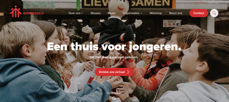 'Een thuis voor jongeren' is de baseline van de nieuwe website. © Don Bosco