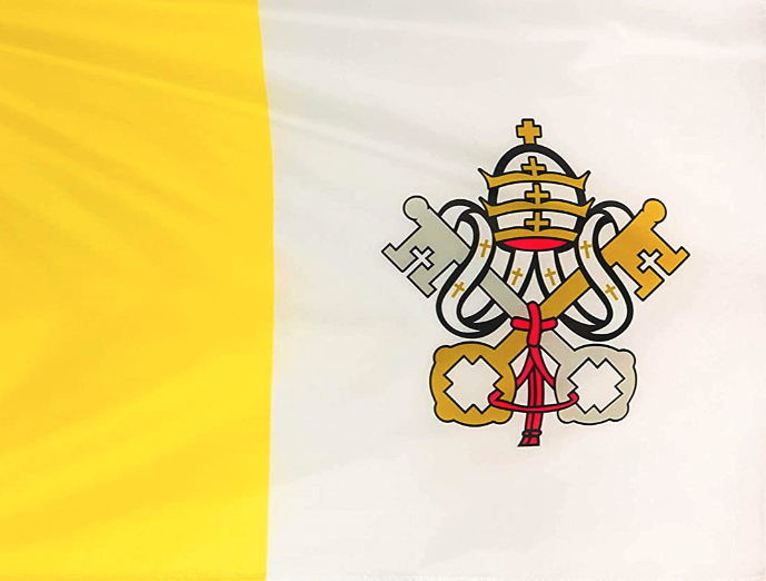 De foute vlag van Vaticaanstad, zoals ze nog altijd kan worden gekocht op tal van websites. © rr