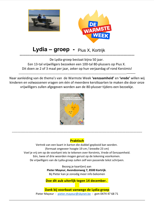 Oproep nav de Warmste Week  